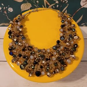 ALDO Beaded Statement Necklace - Green & Gold